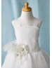 Ivory Lace Tulle Cross Back With Feather Flower Girl Dress